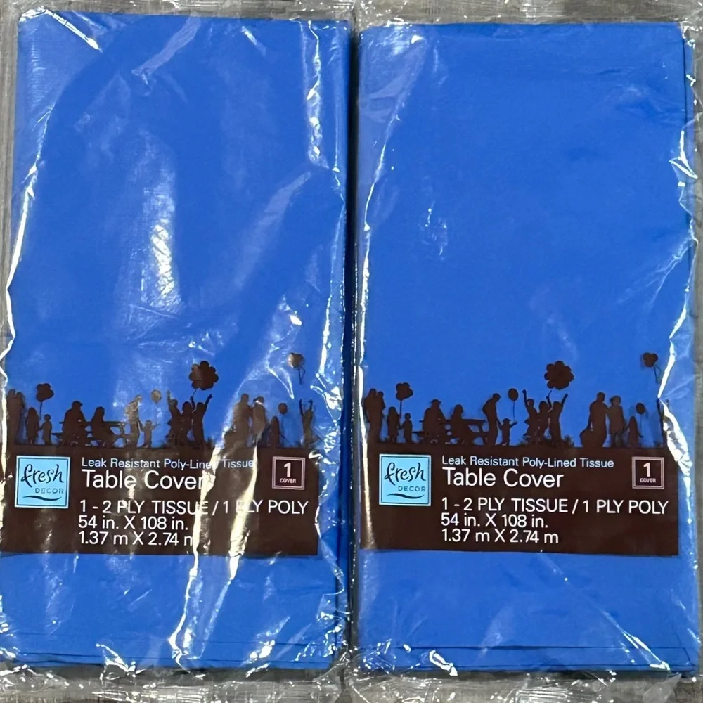 New Set of 2 Nautical Blue 2-Ply Water Resistant Textured Party Table Covers